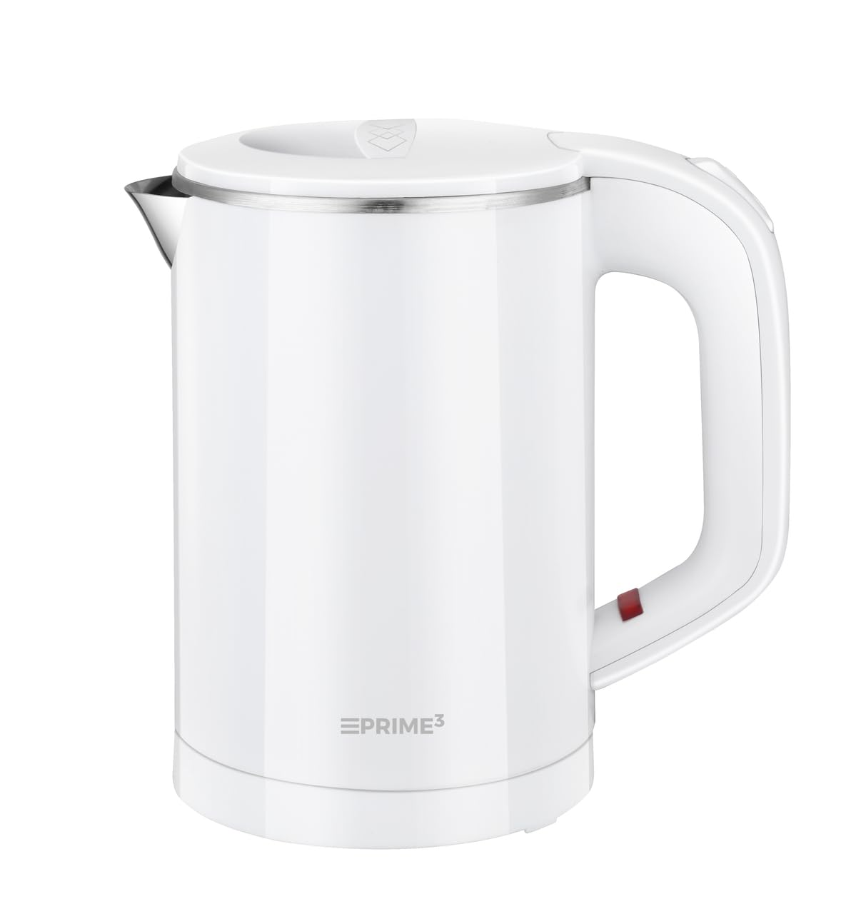 PRIME3 SEK11 - Hervidor eléctrico con apagado automático, metal, capacidad 0,6 l, color blanco, calentador de alimentos, base giratoria, 800 W, 17 x 11 x 17 cm