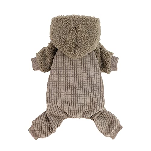 Fitwarm Fuzzy Velvet Girl Dog Hooddie Puppy Hooded Coat Thermal Fleece Doggie Pajamas Pet Winter Clothes Cat Jackets Brown Medium #TOP2
