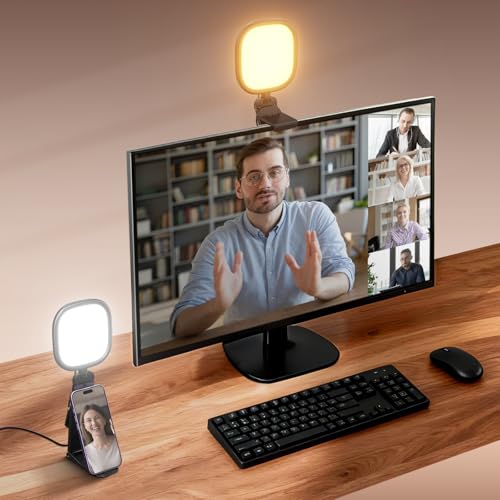 NEEWER Basics 2pz Luce Streaming LED 10W 5”, Lampada USB a Schermo Intero Edge Lit Bicolore CRI95 con Supporto da Scrivania Multifunzione per Monitor Laptop Computer Webcam Video Conferenza Zoom,NL10