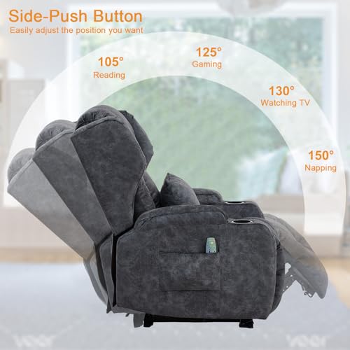 Image of Oprisen Wall Hugger Power Recliner Chair Set of 3, Overstuffed Home Theater Seating w /Heat Massage Electric Movie Gaming Sofa Reclining Sleeper Chair with LED Light /Lumbar Pillow /Cup Holders