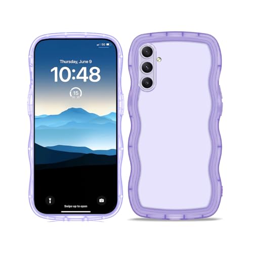 PanXCase Funda Transparente para Samsung Galaxy A34 5G - Marco Onda Lindo Ligero Carcasa Delgado Femenina Mujer Antigolpes Antideslizante Bumper Capa (Violeta)