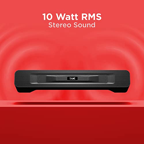 Image of boAt Aavante Bar 508 Portable Soundbar with 10W RMS Stereo Sound, Dual EQ Modes, Multi-Compatibility, 10HRS Playtime and Master Remote Control(Midnight Black)