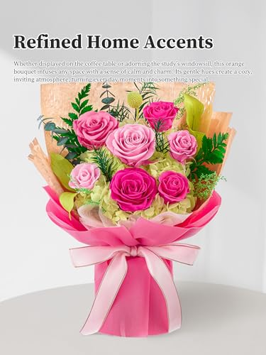 Flomoon Forever Flowers Gifts for Mom, Mothers Day Preserved Flowers Bouquet Birthday Gifts for Her, Preserved Roses for Grandma Wife Anniversary Valentines Day Christmas (7Roses, Hot Pink) by Flomoon - Used condition - Image 10