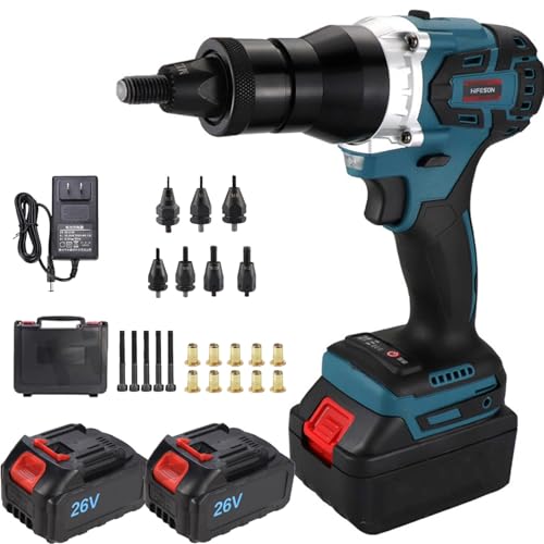YYJYZH Cordless Rivet Gun,Cordless Rivet Nut Gun,Electric Pull Screw Nut Gun,With M3 M4 M5 M6 M8 M10 M12 Head,Rivet Guns Tool Kit with Battery (5200mAh) 1 YYJYZH Cordless Rivet Gun,Cordless Rivet Nut Gun,Electric Pull Screw Nut Gun,With M3 M4 M5 M6 M8 M10 M12 Head,Rivet Guns Tool Kit with Battery (5200mAh)