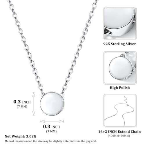 ChicSilver Personalized 925 Sterling Silver Dainty Small Heart/Star/Moon/Dot/Triangle Pendant Necklace for Women, Silver/Gold/Rose Gold/Black (with Gift Box)4