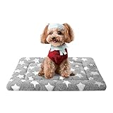 Fogkiss Dog Bed Mat, Reversible Crate Pad & Cute Dog Bed - Machine Washable Kennel Mat with Ultra Soft for Small Dogs (Cool/Warm), 24' x 18', Grey&Star