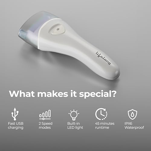 Image of Lifelong PediGlide Soft+ 3-in-1 Callus Remover For Feet | Electronic Foot Scrubber for Dead Skin | 3 Changeable Roller Heads | Focus Light | Dual Speed Settings | Crack Heel Repair Pedicure Machine