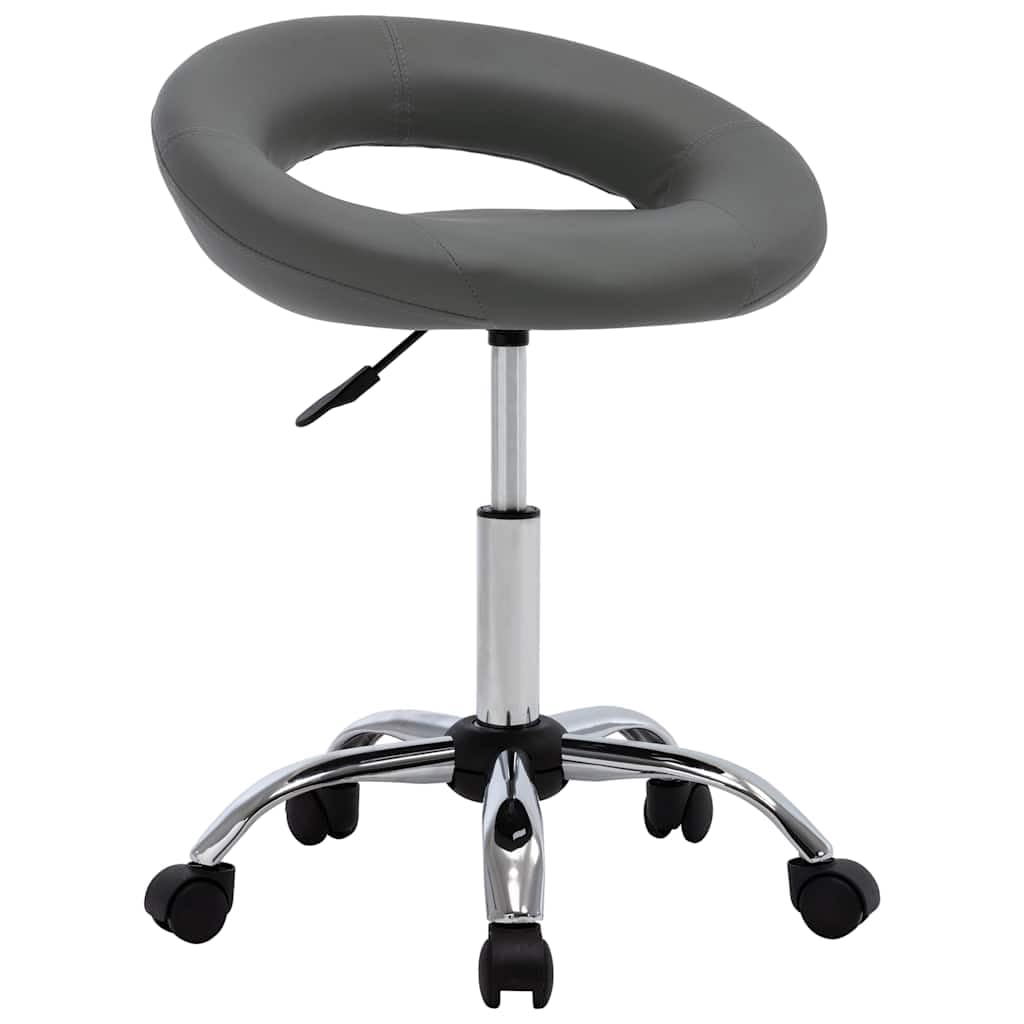 Taboret roboczy ze sztucznej skóry szary z kół