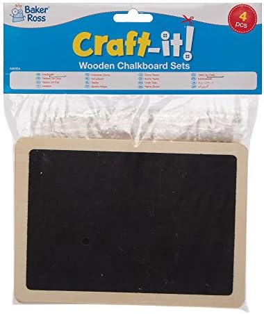 Baker Ross AW954 Wooden Chalkboards, Arts and Crafts for Kids (Pack of 4), Assorted