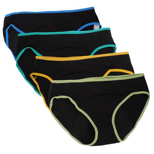 DEARMAMY 4 Piezas Ropa Interior Menstrual a Prueba de Fugas Calzoncillos Bragas Mujer Algodon Escritos cómodos de Las Mujeres Tanga Mujer de Mujeres Arrios Suaves cómodos algodón
