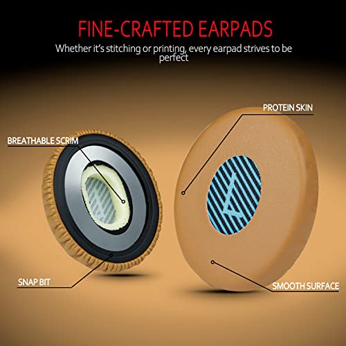 Image of Krone Kalpasmos Bose OE2 Replacement Ear Pads - Soft Leather & Memory Foam, Fits Bose Over-Ear 2 (OE2, OE2i) - Blue Scrim, Khaki