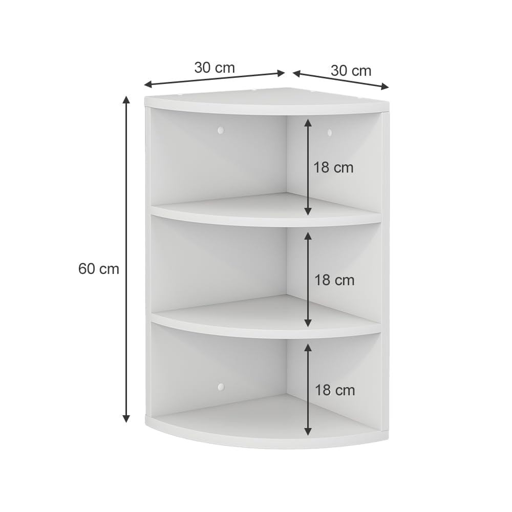 Vicco Eckregal Fabienne, Weiß, 30 x 60 cm 3 Fächern, zur Wandmontage geeignet für Variable Raumgestaltung