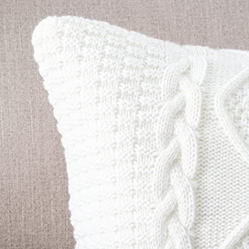 Mandioo Cotton Knitted Cream White Decorative Lumbar Throw Pillow Covers Soft Cozy Outdoor Cushion Cases Luxury Modern Pillowcases For Couch Sofa Bed 12X20 Inches #TOP2