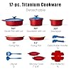 CAROTE 17Pcs Titanium Cookware Set, Pots and Pans Set Non Stick, Kitchen Cooking Set with Detachable Handle, Non Toxic Induction Cookware, Dishwasher/Oven Safe，Memphis Design #1