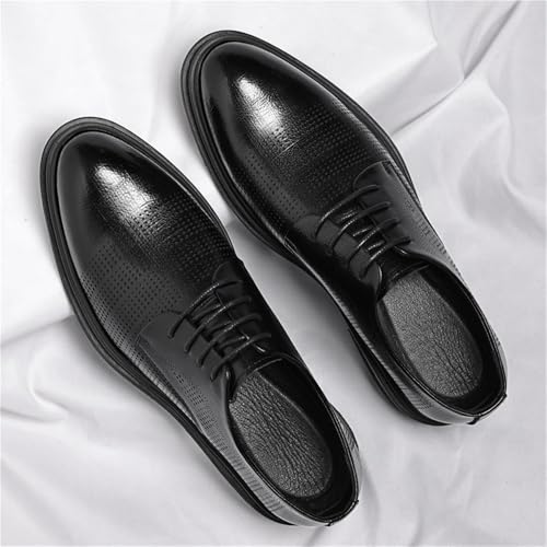 Men's Breathable Hollow Out Dress Shoes Summer Fashion Lace Up Business Formal Shoes Height Increasing Oxfords2