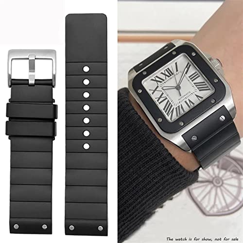 Bracelet silicone de qualité pour boîtier Cartier Santos 100 23mm - 2