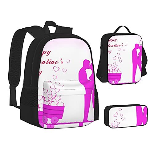 Terug naar School Supplies Liefhebbers Paar Studenten 3 In 1 School Rugzak Set Lichtgewicht Rugzak/Lunch Tas/Potlood… - Afbeelding 3
