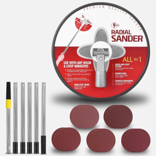 9 Inch Pole Sander for Drywall 81 Inch Manual Hand Sander with Extension Pole Kit - Ideal for Painting Project Equipped with 15 Sanding Sheet (80/100/120/180/240 Grit) Aluminum Connector - Durable