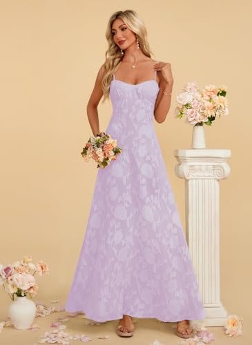 Image of Women's Elegant Wedding Guest Dress Spaghetti Straps Slim Fit Floral Sleeveless Formal Dress Maxi Evening Party