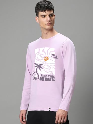 Image of Bewakoof Men's Graphic Print Regular Fit Full Sleeve Round Neck Cotton T-Shirt