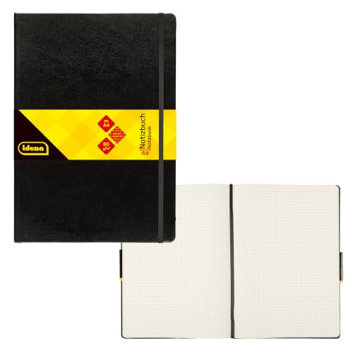Idena 209280 - Notizbuch DIN A4 192 Seiten 80 g/m kariert schwarz (DIN A4 | 1 Stück kariert)