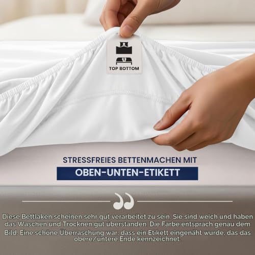Utopia Bettwäsche-Spannbetttuch mit extra hohem Steg von ca. 53 cm, weiche Mikrofaser, schrumpft Nicht, farbecht und pflegeleicht, 1 Stück… – Ansicht 6