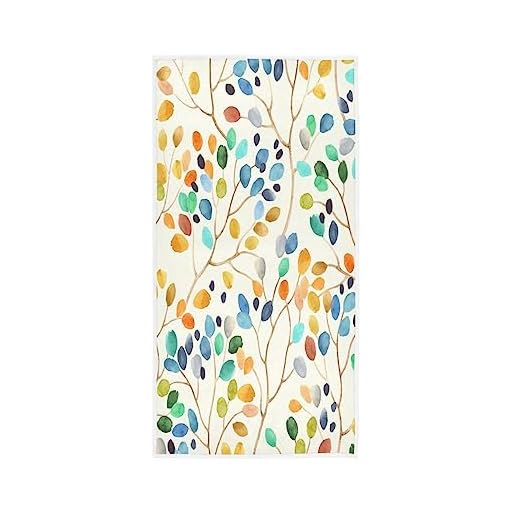 SHUSTARY Colorful Leaves Hand Towel for Bathroom,Microfiber Absorbent Orange Teal Watercolor Floral Kitchen Dish Towels Abstract Decorative Bathroom Towels for Bath,Face,Hair,Guest,Gym,Spa 30"x15"