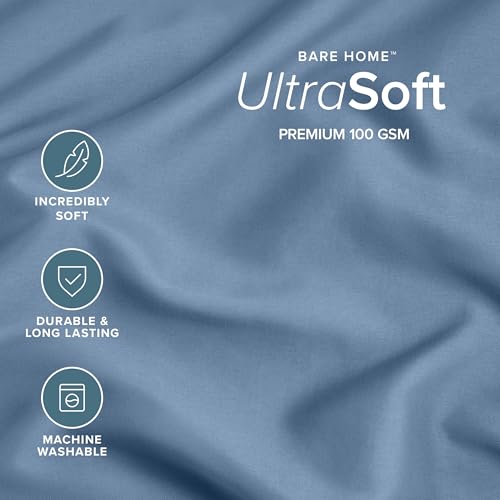 Image of Bare Home Microfiber Bulk Pillow Cases - King Set of 4 - Cooling Pillowcases - Double Brushed - Coronet Blue Pillowcases 4 Pack - Easy Care (King - 4 Pack, Coronet Blue)