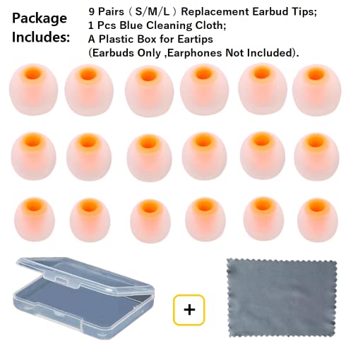 Image of Earbuds Replacement Tips Silicone Earbud Tips Ear Gels Fit for Inner Hole from 3.8mm - 5.1mm Earphones 9 Pairs S /M /L Clear Orange