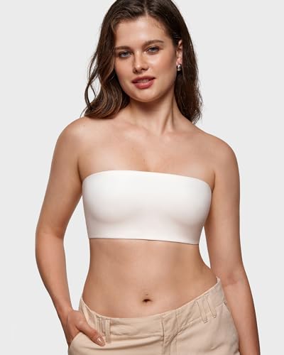 Image of INLYRIC Women's Inbarely Strapless Bandeau Bra Bralette Tube Top Seamless Comfortable Stretchy Non Padded Bras Tops
