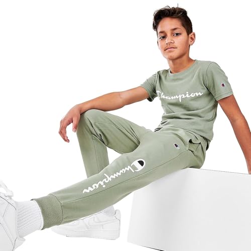 Champion Boys Classic Logo French Terry Joggers Pants (Eco Green)4