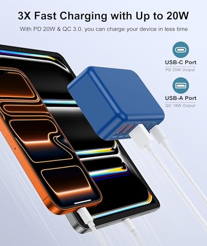 Image of Fast Charger Block USB C, GaN 6 Port Charging Station Hub Cube, 100W Multiport Type C Wall Charger Power Strip Plug with PD 3.0+QC for iPhone 16 15 14 13 12 1 Pro Max XR XS 8 7, Samsung, iPad, Table