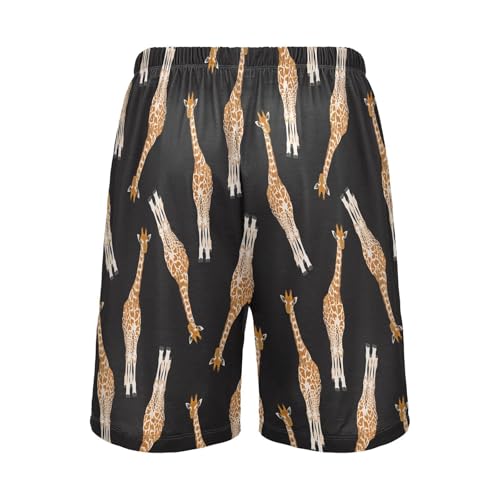 Men's Pajama Shorts Soft Comfy Casual Sleep Lounge Giraffe Pj Bottom with Drawstring & Pockets3