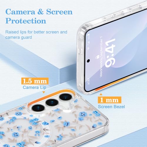 Coque fleur bleue Samsung A54 5G pour un style élégant