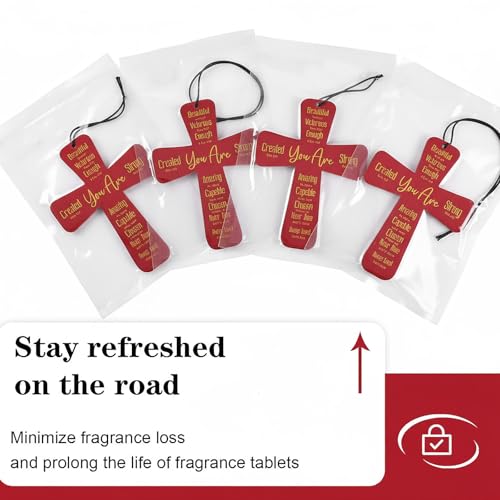 Image of Fumete 24 Pcs Christian Gifts for Women Cross Car Air Fresheners Bulk You Are Air Freshener Religious Fresh Scented Hanging Ornaments Gifts for Women Baptism Church Sunday School