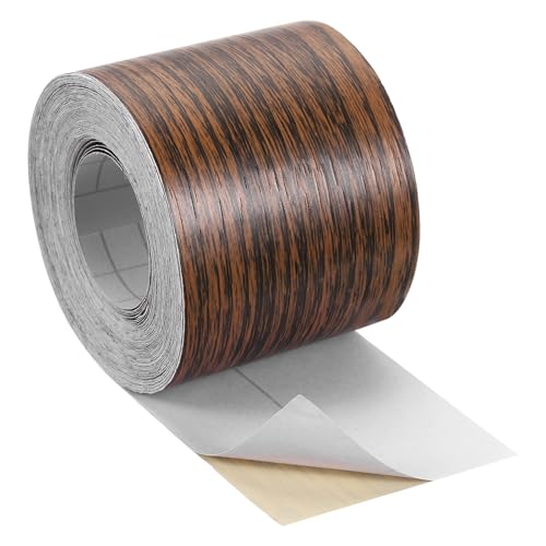 Image of uxcell 1 Roll Wood Grain Tape, 2.36 inch x 49 Ft Realistic Textured Repair Tape Self Adhesive Wood Textured Patch for Floor Wall Door Table Cabinets Desk Furniture Home Decor(Brown)