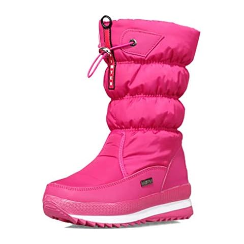 Solshine Women's Mid Calf Fur Lined Outdoor Walking Snow Boots 949 Rose Red 5.5UK Cover