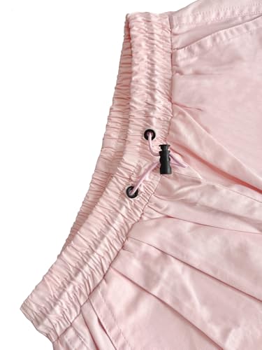 Nanasait Calça cargo feminina cintura elástica cordão com bolsos, 6-14 anos, Rosa claro, 8-9 Anos