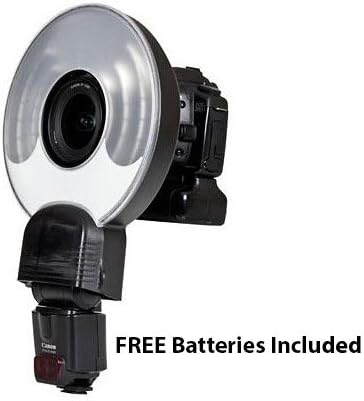 Enlight Photo Orbis Ringflash Adapter for all Shoe-Mount Flash Units from Canon, Nikon, Sony, Metz, Nissin, Pentax, Olympus and Others - Black/Translucent - with 4 Batteries Included