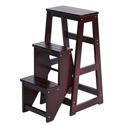 ZHZ-DT Heavy Duty Taburete de Paso 3 Pasos Silla de la Escala de Madera del hogar portátil Plegable Escalera Escalera Presidente Ensanchamiento de heces for niños/Adultos, Capacidad 150kg