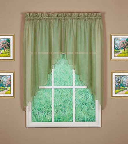 Today's Curtain Emelia Original Voile Swag Pair 38", Dusty Leaf,