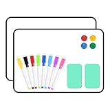 2er Set Magnetwand Whiteboard - Magnettafel Kinder Klein Doppelseitig Trockenabwischbar, A4 Schreibtafel Mit Stiften Radiergummi, 30x21cm Magnetisches Whiteboard
