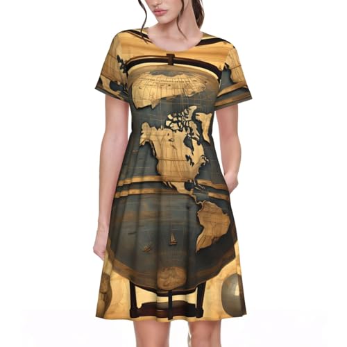 Robe d'été imprimé globe pour célébrer la liberté des vacances