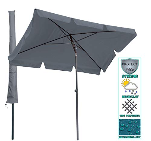 QUICK STAR Parasol rectangulaire pour Balcon Gris 2 x 1,25 m