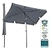 QUICK STAR Balkon Sonnenschirm 200x125cm Balkonschirm Rechteckig Knickbar Grau Gartenschirm UV 50 mit Schutzhülle
