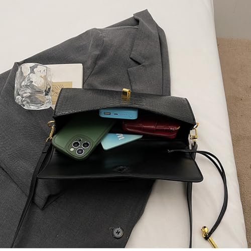 Image of Women Vegan Leather Evening Handbag Crocodile Pattern Handle Clutch Purse Cross Body Envelope Bag
