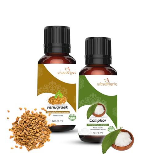 Image of Pure Combo Of 2 Essential oil For Hair & Skin Natural Therapeutic Grade & Undiluted Oil 15ML (Fenugreek-Camphor)