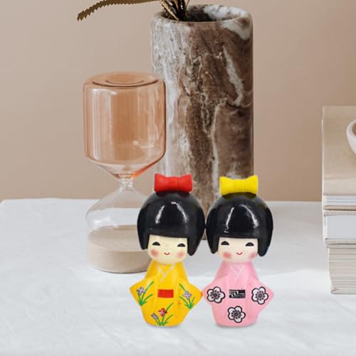 Totority Kimono Doll Miniature Japanese Traditional Girl Doll Hand Painted Household Handicraft Collectible Decoration 1.57X0.78X0.59In