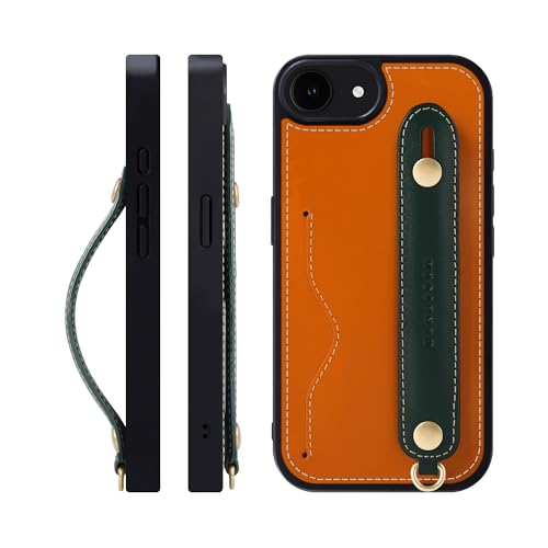 HANATORA for iPhone 17e 16e �P�[�X �{�v �ϏՌ� �w�ʃx���g �X�g���b�v�����O �X�}�z�P�[�X �X�}�z �X�^���h�@�\ �l�b�N�X�g���b�v �t�� �C�^���A�����U�[ �M�t�g �I�����W+�O���[�� CGH-16e-Orange-GN