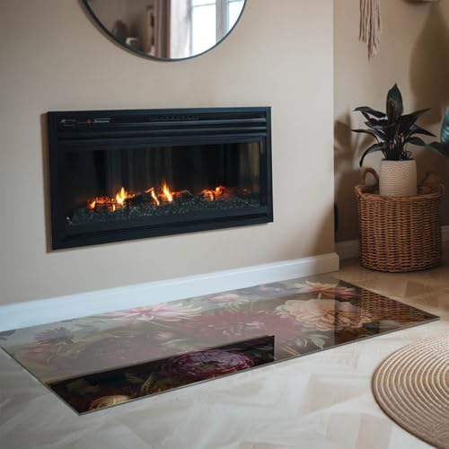 Plaque de sol de cheminée verre 140x70 stop brûlures sol